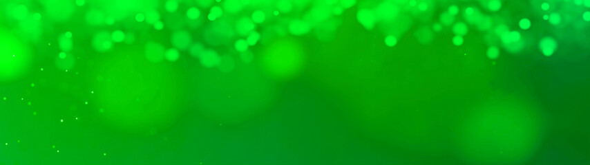 Neon green abstract celebration background banner panorama template texture with bokeh lights and...