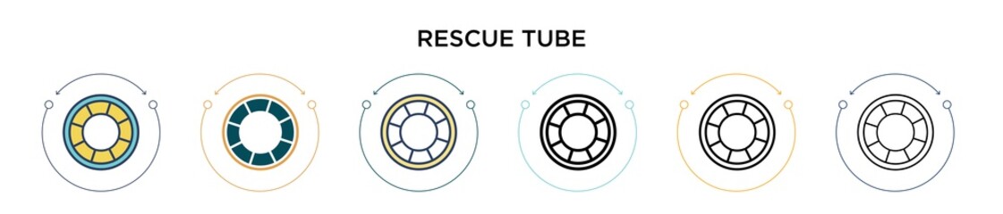 Rescue tube icon in filled, thin line, outline and stroke style. Vector illustration of two colored and black rescue tube vector icons designs can be used for mobile, ui, web