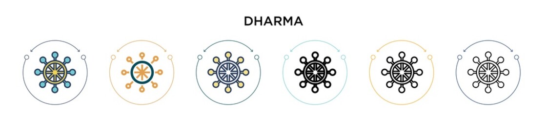 Dharma icon in filled, thin line, outline and stroke style. Vector illustration of two colored and black dharma vector icons designs can be used for mobile, ui, web
