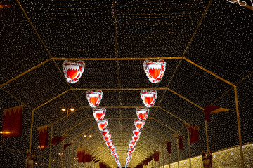 Beautiful lighting and decoration done at Manama, Bahrain, on the occasion of 47th National Day of Bahrain