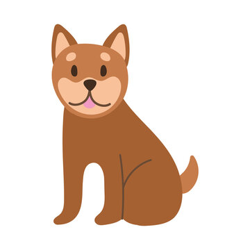 cute dog pet hand draw style icon