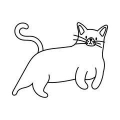 cute little cat pet line style icon