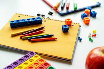 School supplies on white background
