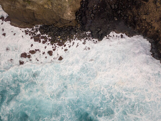 Aerial view of Atlantic ocean waves.