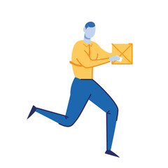 Courier run to deliver the package. Flat vector icon.