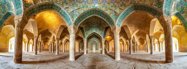  Vakil Mosque panoramic view in Shiraz, Iran - obrazy, fototapety, plakaty