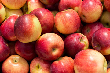 Fototapeta na wymiar Full screen Close-up ripe red apples. May be used as a background