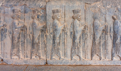 Achaemenid Persian Soldiers on the  wall, Persepolis , Iran