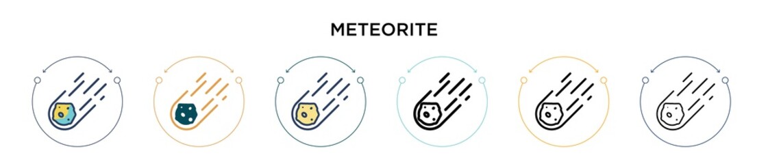 Meteorite icon in filled, thin line, outline and stroke style. Vector illustration of two colored and black meteorite vector icons designs can be used for mobile, ui, web © Digital Bazaar