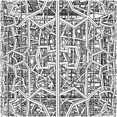 Abstract Grid Tile Tunnel Constructions Vector.  Illustration Isolated On White Background. A Vector Illustration Of Tunnel Structure Background.