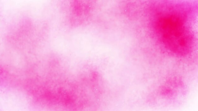 Colored smoke spray. Abstract smoke steam blow out. Fog splash. Alcohol ink and watercolor on pink background. Copy space for text. Loop animation.