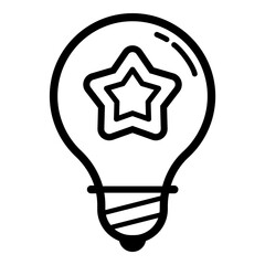Lightbulb  Star Flat Icon Isolated On White Background