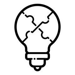 Lightbulb  Puzzle Flat Icon Isolated On White Background