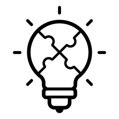 Lightbulb  Puzzle Flat Icon Isolated On White Background