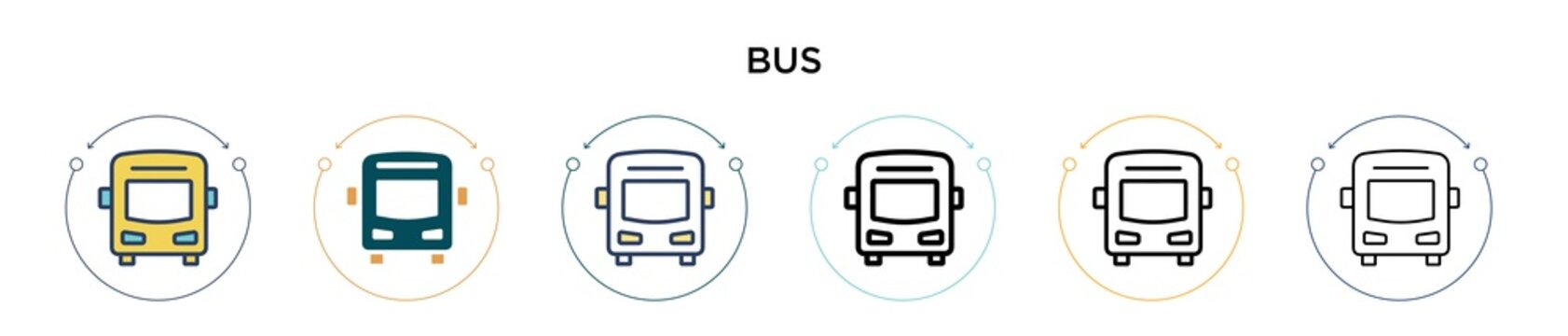 Bus icon in filled, thin line, outline and stroke style. Vector illustration of two colored and black bus vector icons designs can be used for mobile, ui, web
