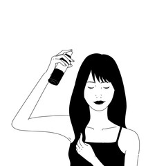 ヘアケア スプレーをする女性A2