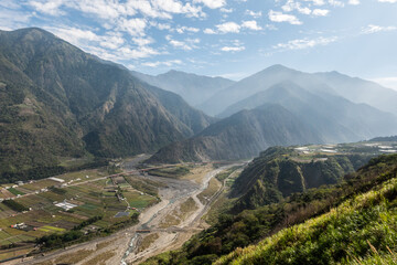 landscape of village in a valley