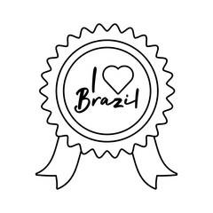 i love brazil seal stamp with heart line style icon