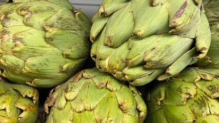 artichokes on a market stall