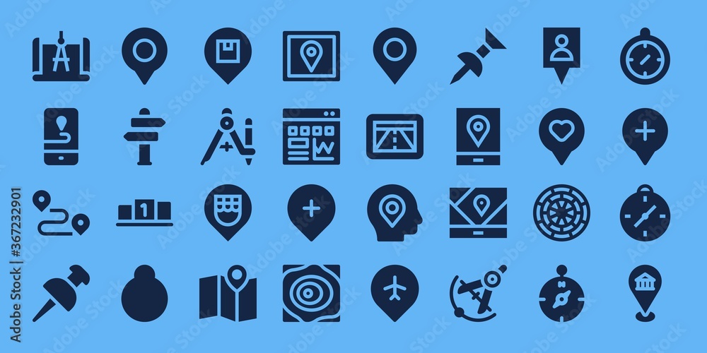 Poster destination icon set