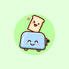 HAPPY FACE BREAD AND TOASTER ILLUSTRATION