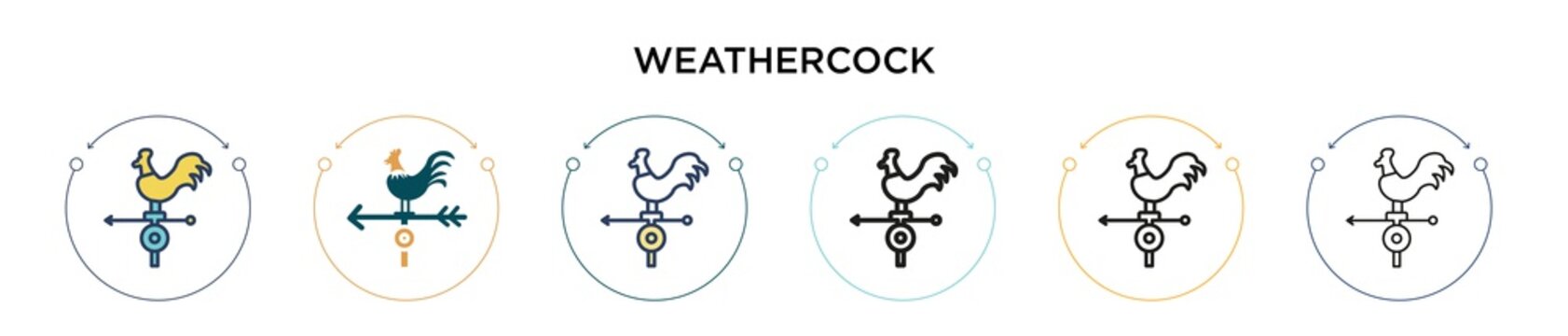 Weathercock icon in filled, thin line, outline and stroke style. Vector illustration of two colored and black weathercock vector icons designs can be used for mobile, ui, web