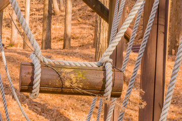 Wood and rope obstacle course equipment