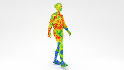 Fototapeta na wymiar Thermographic image of human showing different temperatures in range of colors from blue cold to red hot. Thermal imaging camera, detecting out who is likely to have a fever