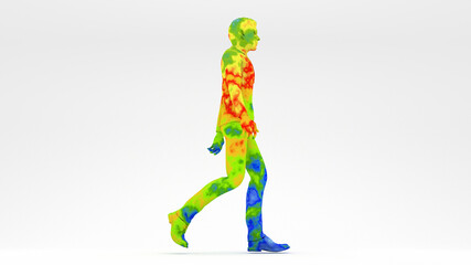 Thermographic image of human showing different temperatures in range of colors from blue cold to red hot.
Thermal imaging camera, detecting  out who is likely to have a fever