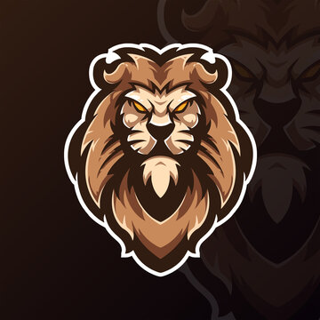 Lion e-sports team logo template