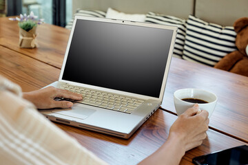 Fototapeta premium Asian women use laptops to work at home