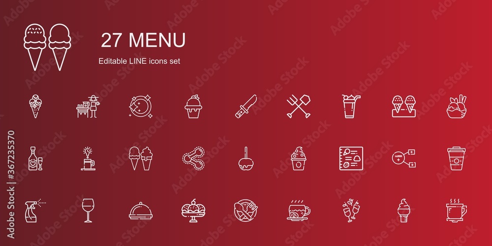 Sticker menu icons set