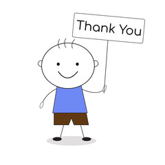 Thank You Doodle Kid Illustration