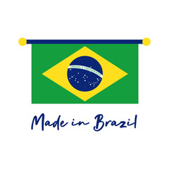 made in brazil banner with flag hanging