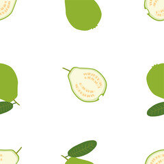 Guava Fruit. Seamless Vector Patterns