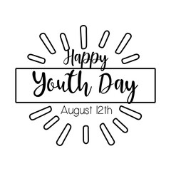 happy youth day lettering with burst line style