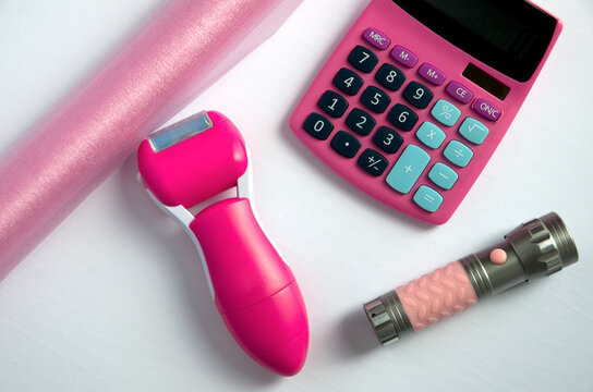 Pink Objects Concepton White Background