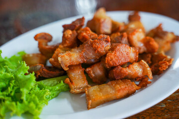 fried pork with fish sauce side dish