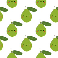 Kawaii Cartoon Guava Fruit. 