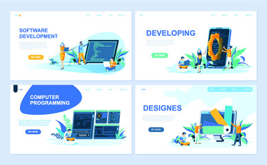 illustration, website, web, template, vector, page, flat, landing, banner, concept, background