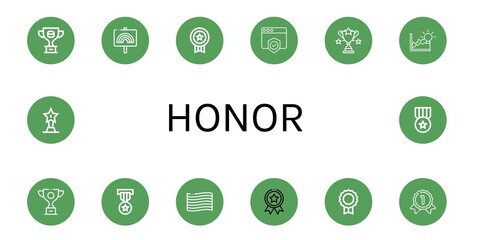 honor simple icons set