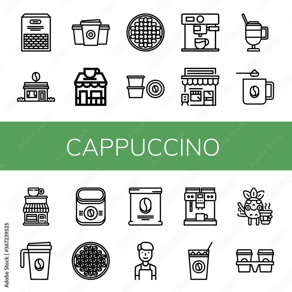 Sticker Set of cappuccino icons