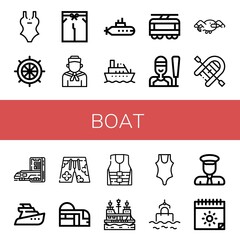 boat simple icons set
