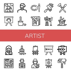 artist simple icons set