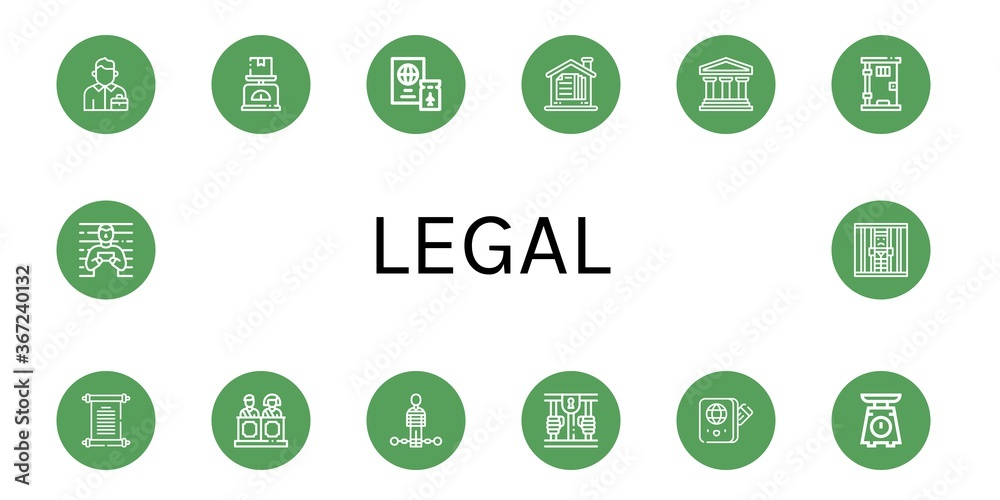 Wall mural legal icon set