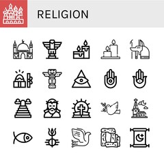 religion simple icons set