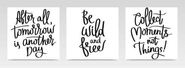 Inspirational quotes letter typography set illustration.