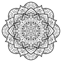 Circular Flower Mandala with vintage floral style, Vector mandala Oriental pattern, Hand drawn decorative element. Unique design with petal flower. Concept relax and meditation use for page logo book