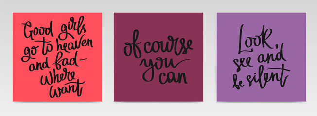 Inspirational quotes letter typography set illustration.