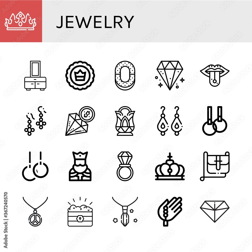 Sticker jewelry icon set